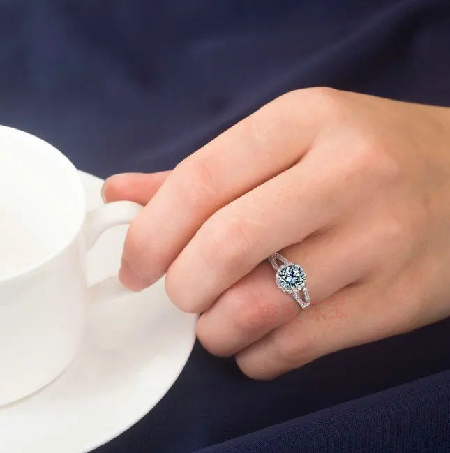 Solid Platinum 2CT Brilliant Moissanite Ring