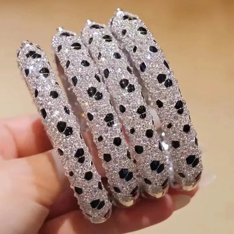 High Carbon Zirconia Stone Black Spot Leopard Style Bracelets