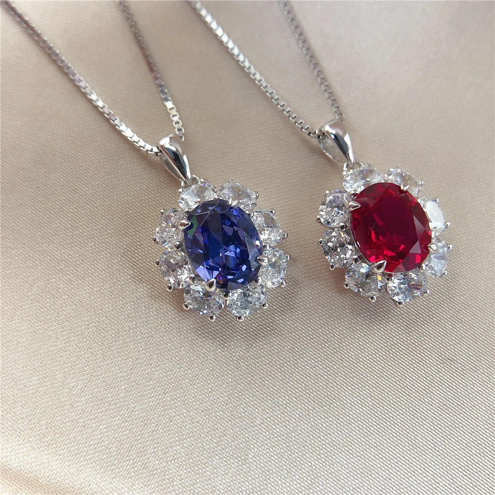 2CT Oval Shape Ruby Sapphire Pendant