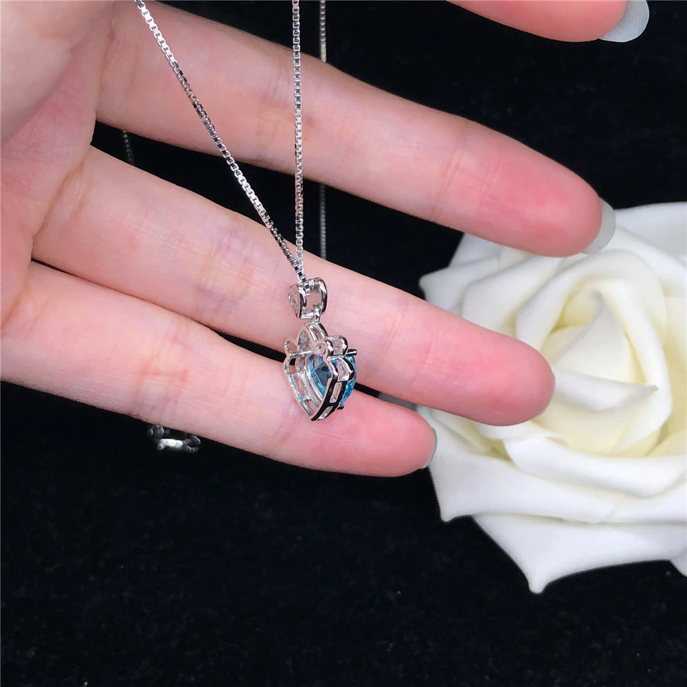 2CT Heart Light Blue Diamond Pendant