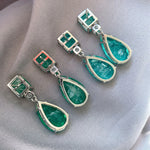 Paraiba Tourmaline Emerald Gemstone Big Drop Earring