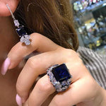 Amorita boutique Square water drop full drill ring