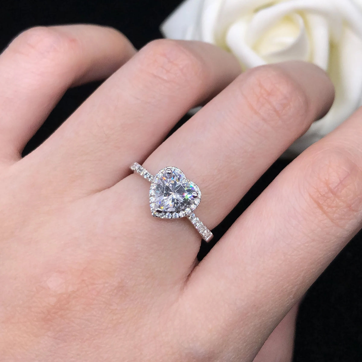Heart Shape 1CT Moissanite Diamond Ring