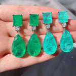Paraiba Tourmaline Emerald Gemstone Big Drop Earring