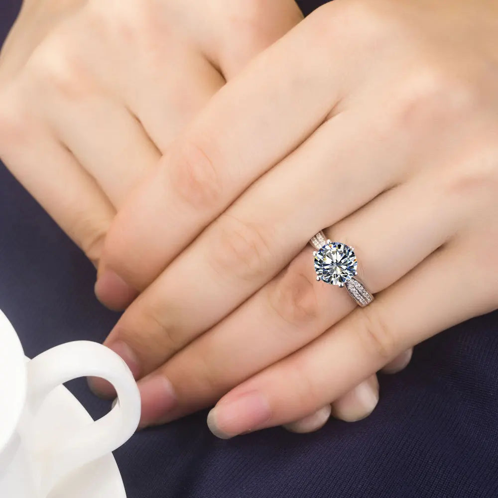 3CT Natural Moissanite Diamond Ring