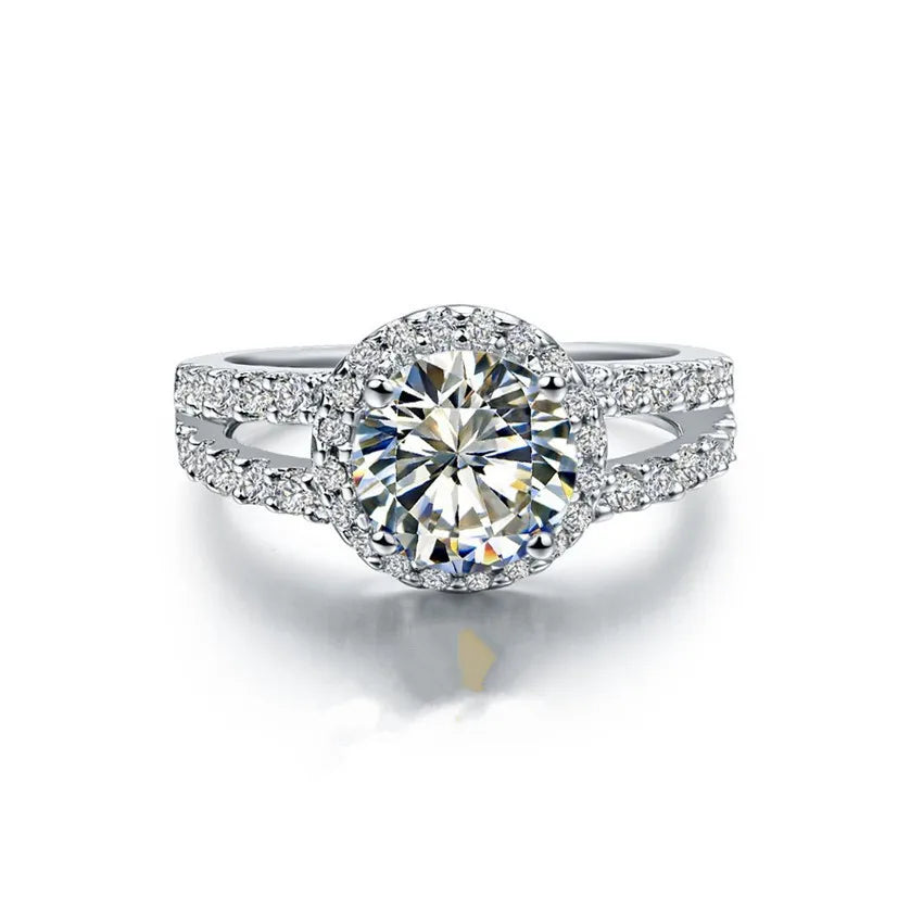 Solid Platinum 2CT Brilliant Moissanite Ring