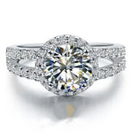 Solid Platinum 2CT Brilliant Moissanite Ring