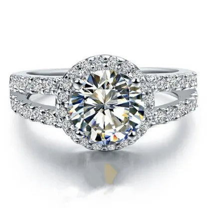 Solid Platinum 2CT Brilliant Moissanite Ring