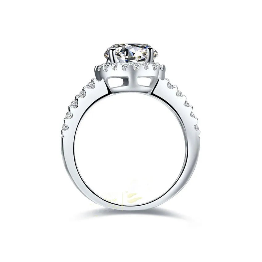 Solid Platinum 2CT Brilliant Moissanite Ring