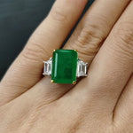 Vintage 925 Sterling Silver Emerald Diamond Gemstone Ring