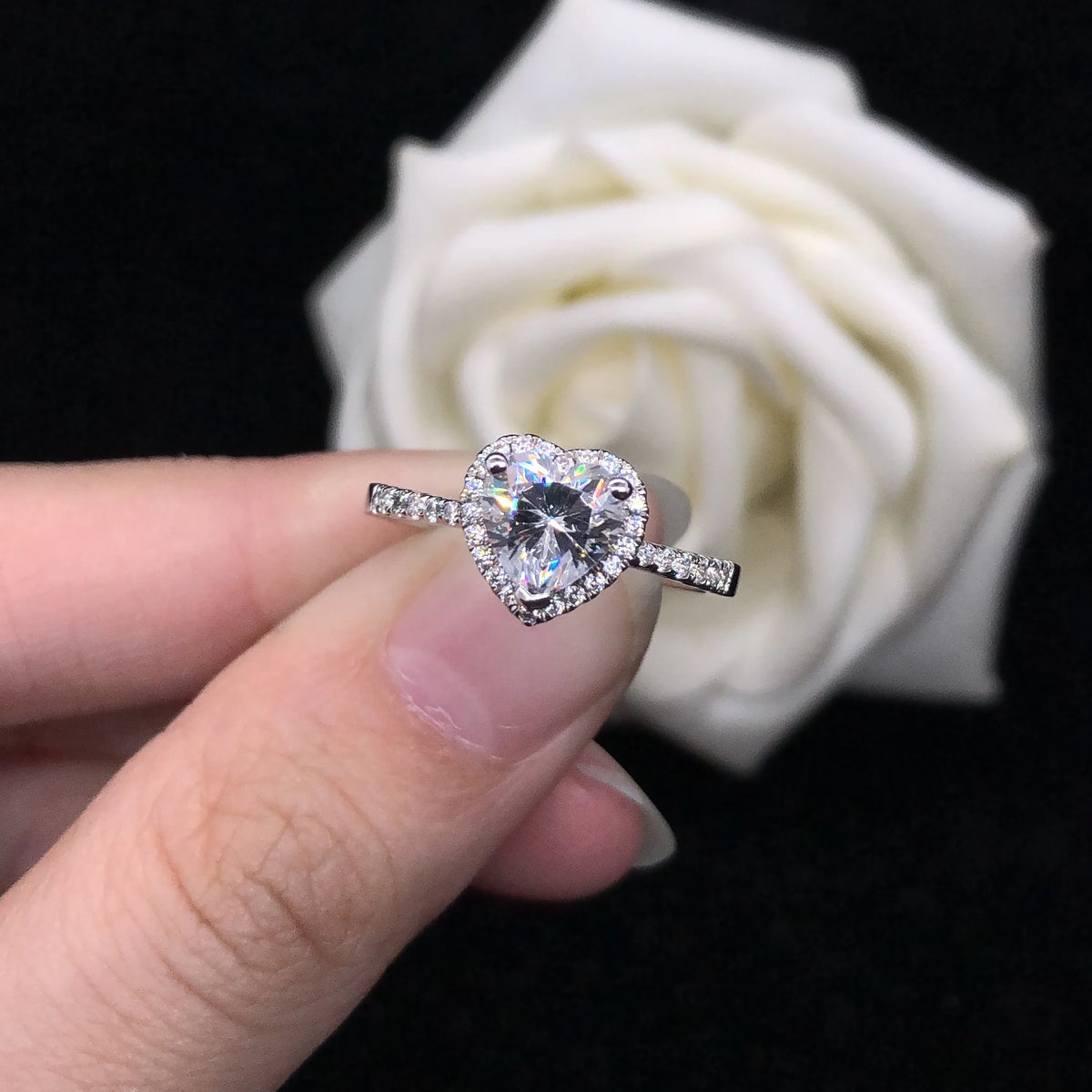Heart Shape 1CT Moissanite Diamond Ring