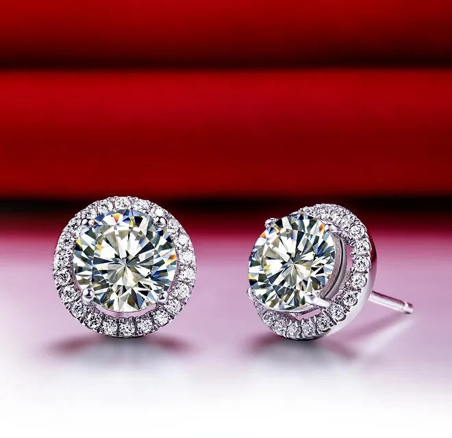Solid 18K White Gold 0.5CT Moissanite Diamond Earring