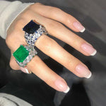 Amorita boutique Square water drop full drill ring