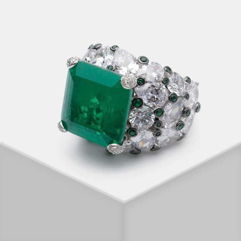 Amorita boutique Square water drop full drill ring