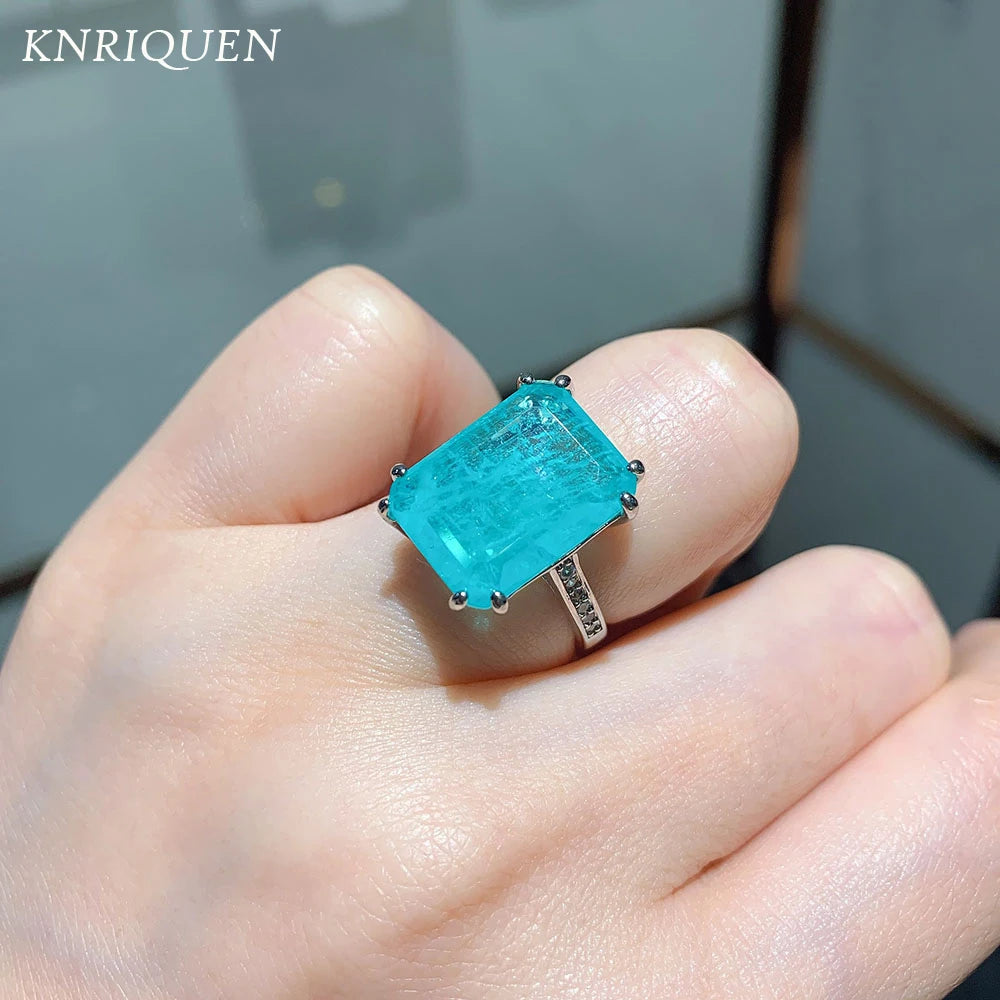 Paraiba Tourmaline Topaz Gemstone Ring 12*16