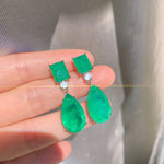 Paraiba Tourmaline Emerald Gemstone Big Drop Earring