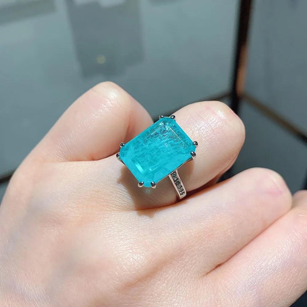 Paraiba Tourmaline Topaz Gemstone Ring 12*16