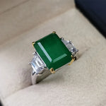 Vintage 925 Sterling Silver Emerald Diamond Gemstone Ring