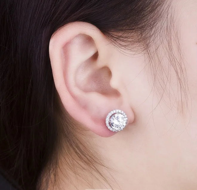 Solid 18K White Gold 0.5CT Moissanite Diamond Earring
