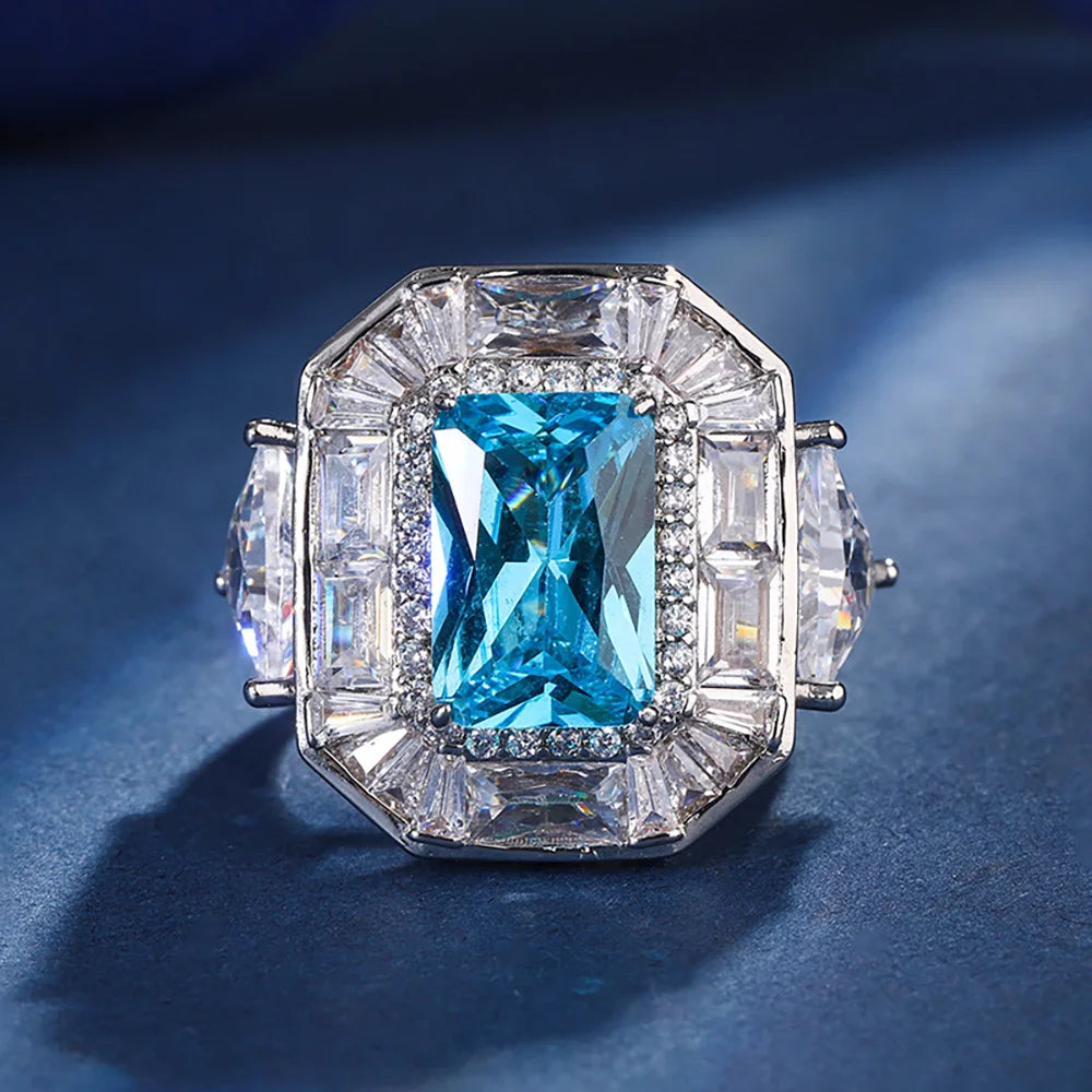 Sapphire Emerald Aquamarine Ring