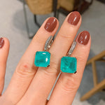 Paraiba Tourmaline Emerald Gemstone Drop Clip Earrings