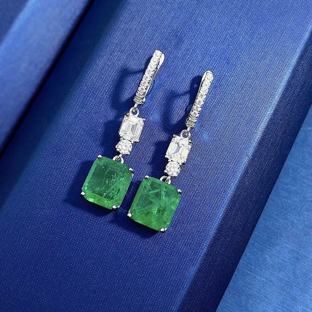 Emerald Paraiba Tourmaline Drop Earrings