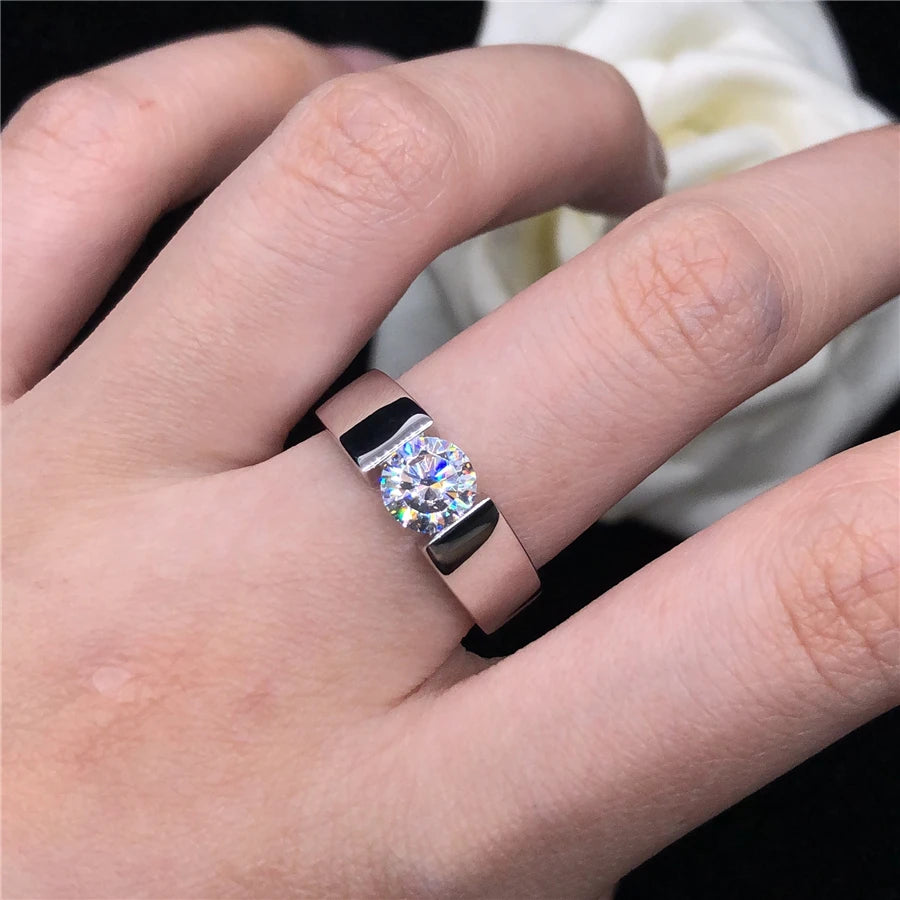 White Gold Certified 1CT Moissanite Diamond Ring