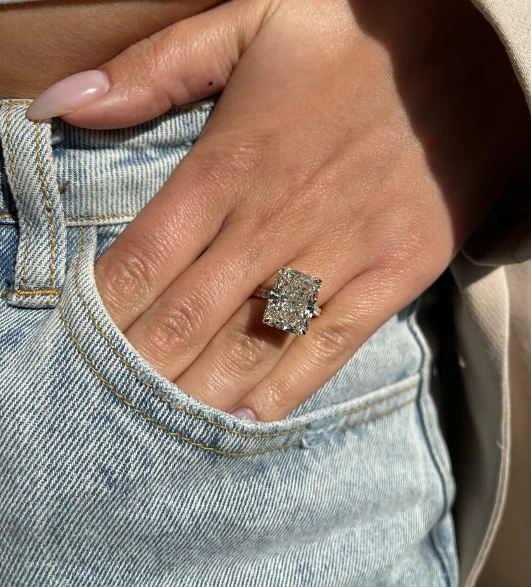 14K yellow Gold Radiant Cut Lab Grown Diamond Ring