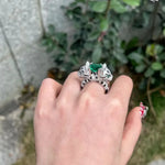925 Sterling Silver Domineering With Zircon Double Headed Leopard Ring