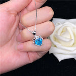 2CT Heart Light Blue Diamond Pendant