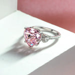Sparkling Heart Pink Lab Diamond 12*12 Gemstone Ring