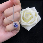 Solid 14K White Gold Pendant 2CT Oval Shape Sapphire