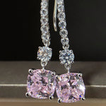Pure 14k White Gold Cushion Pinky Diamond Stud Earring