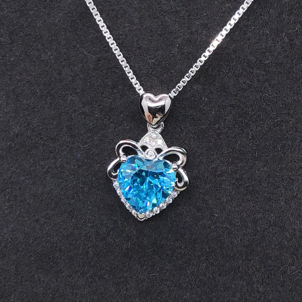 2CT Heart Light Blue Diamond Pendant