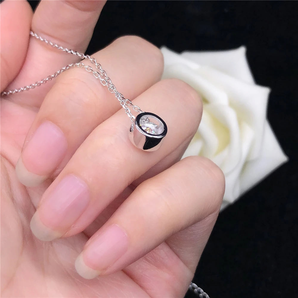 Solid 14K White Gold Round Brilliant 1CT Moissanite Necklace