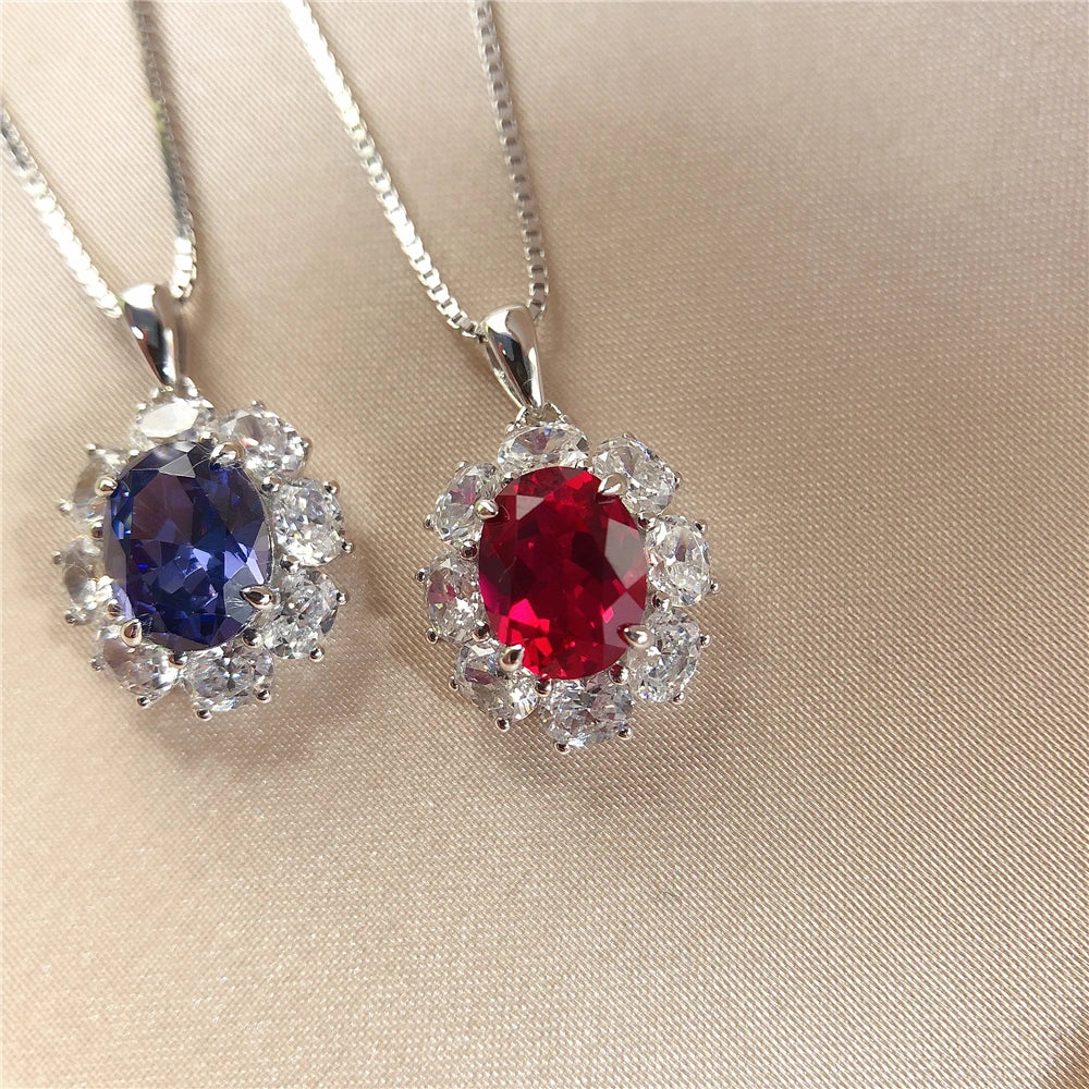 2CT Oval Shape Ruby Sapphire Pendant