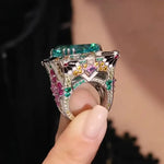 Paraiba Iced Cut Half Band Flower Ring