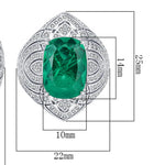 10 Carat Cushion Cut Created Emerald Gemstone Ring