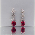 Oval Shape Red Ruby Diamond Stud Earrings