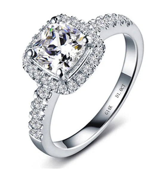 1CT Cushion Moissanite Ring