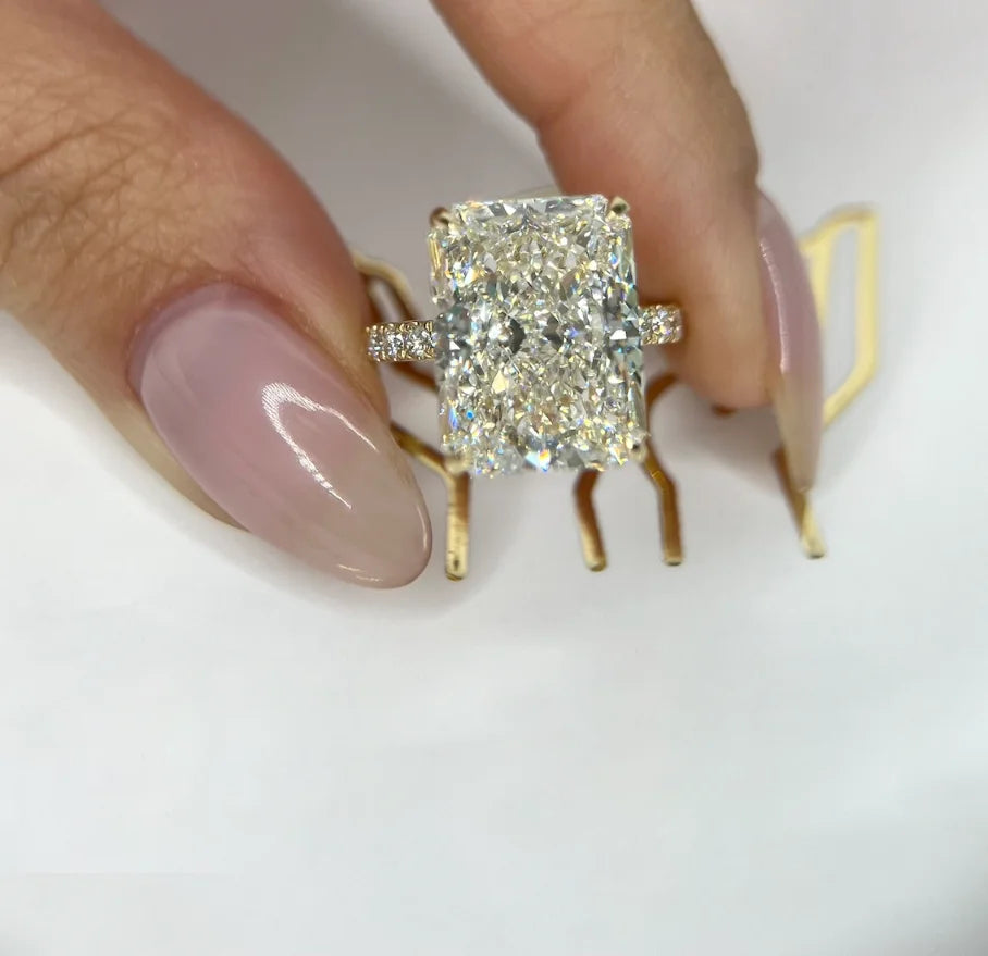 14K yellow Gold Radiant Cut Lab Grown Diamond Ring