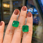 Paraiba Tourmaline Emerald Gemstone Drop Clip Earrings