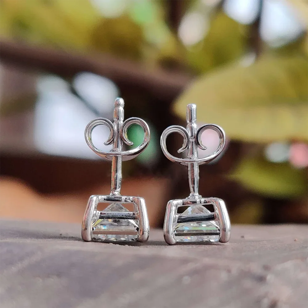 2Carat Princess Cut Moissanite Earrings