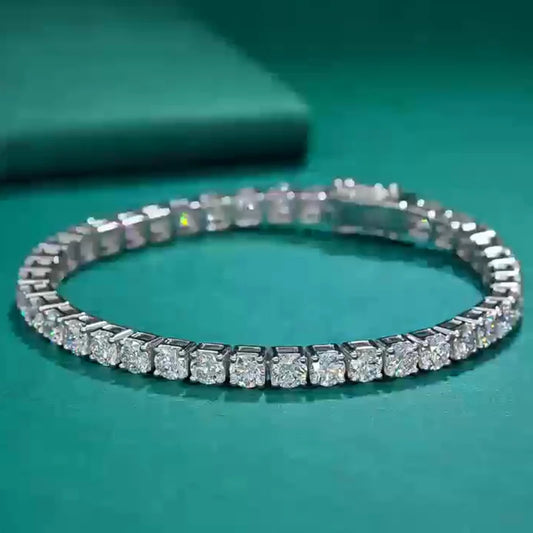 Lab Created Diamond (CVD hpht) Tennis Line Bracelet 14K Solid White Gold 18cm