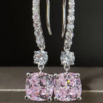 Pure 14k White Gold Cushion Pinky Diamond Stud Earring