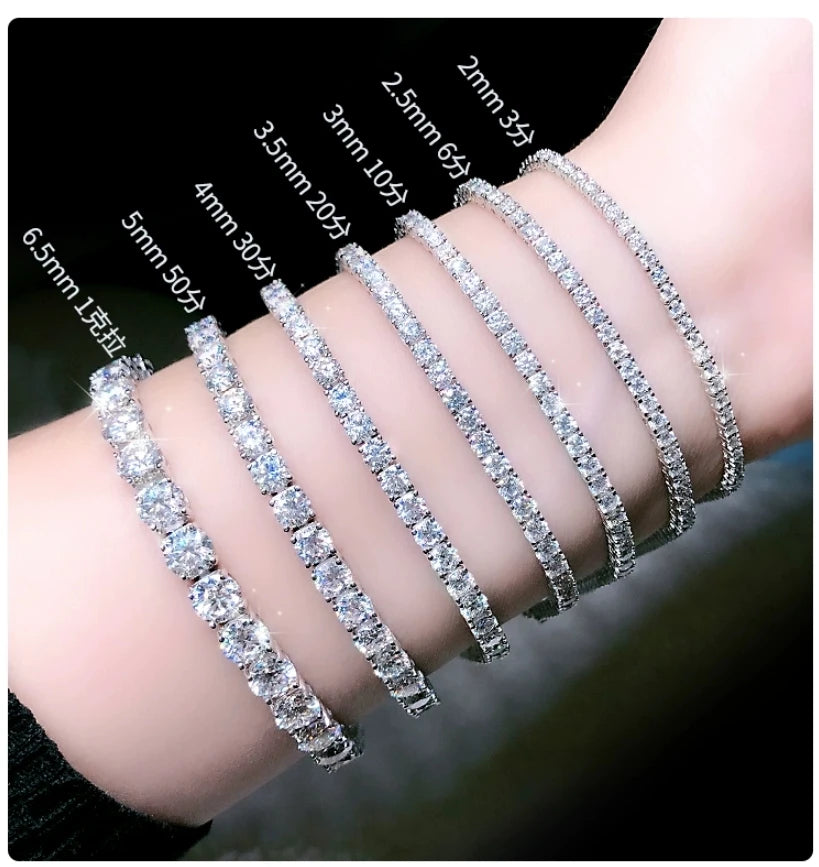 Lab Created Diamond (CVD hpht) Tennis Line Bracelet 14K Solid White Gold 18cm