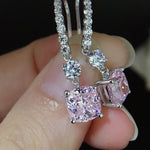 Pure 14k White Gold Cushion Pinky Diamond Stud Earring