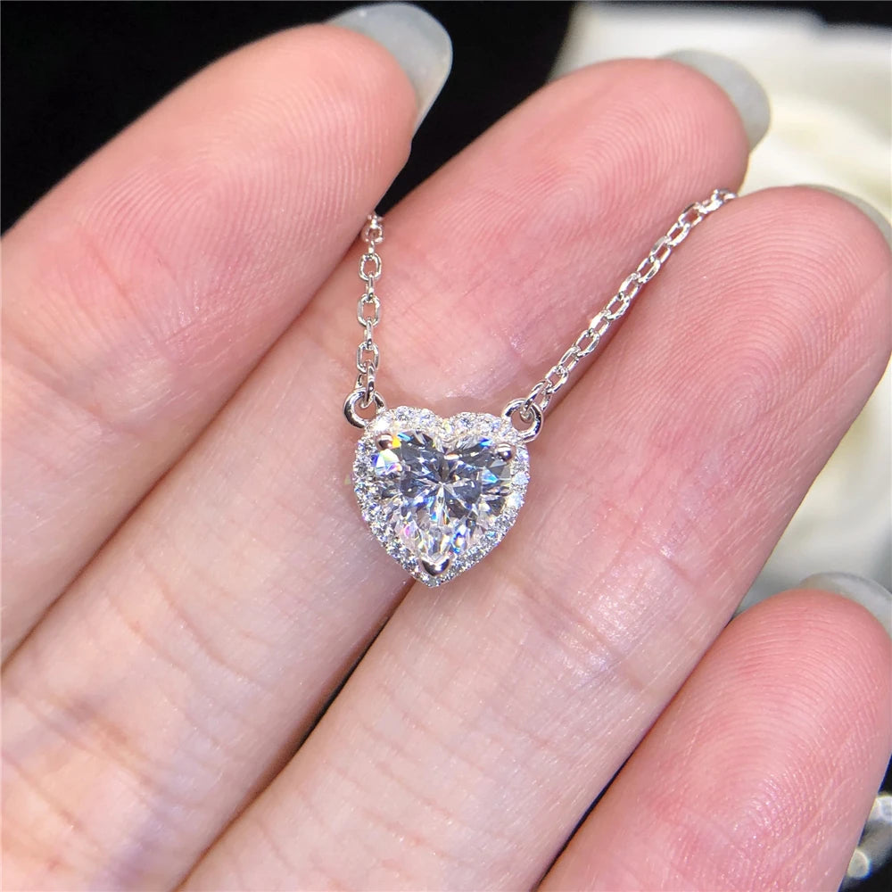1CT Heart Shape Moissanite Necklace