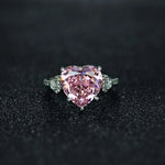 Sparkling Heart Pink Lab Diamond 12*12 Gemstone Ring