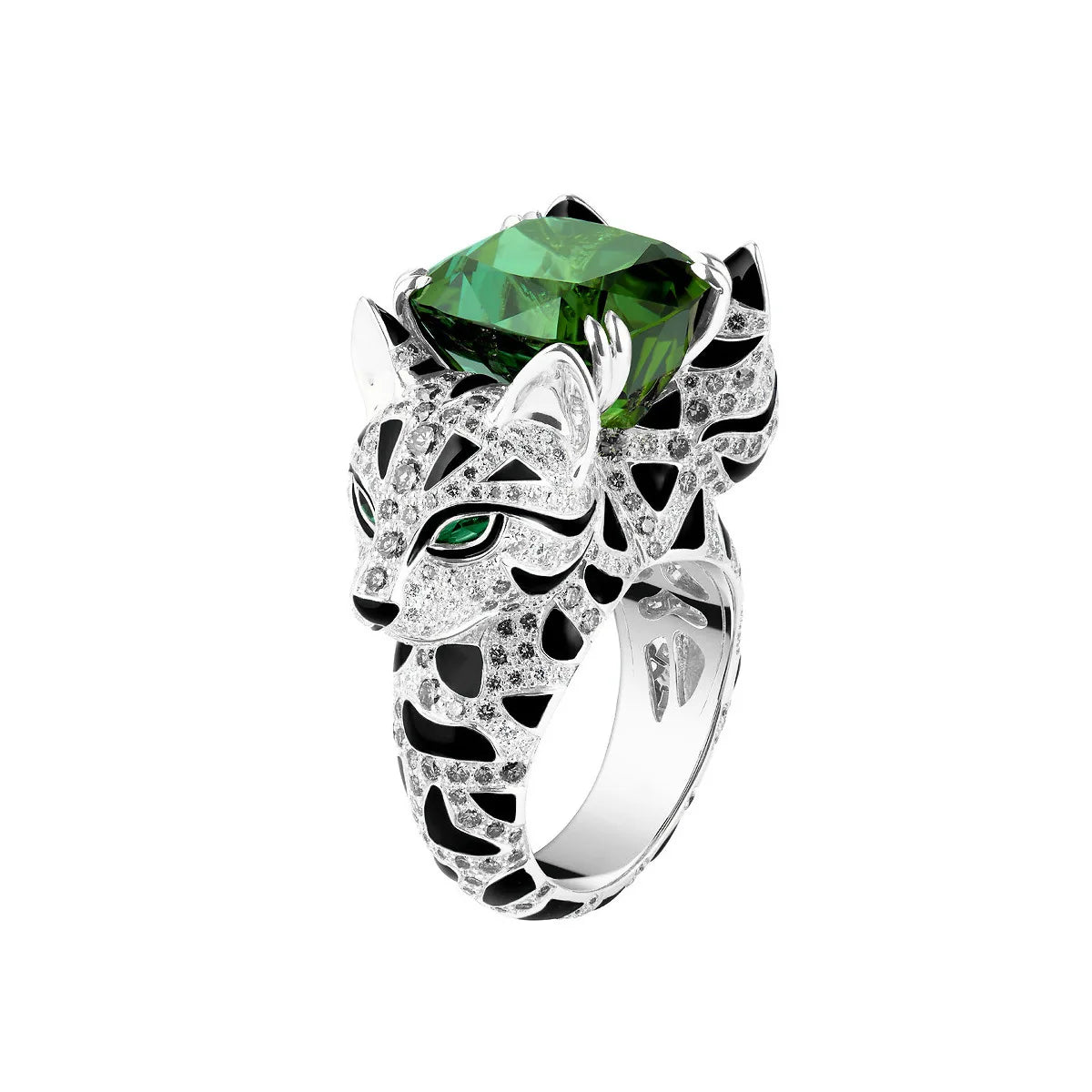 925 Sterling Silver Domineering With Zircon Double Headed Leopard Ring